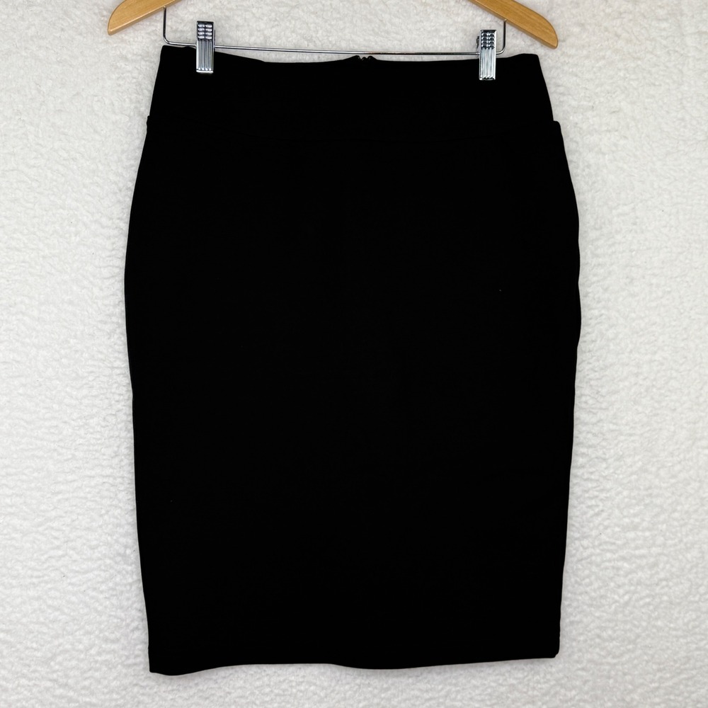 Betabrand L Black High Waist Pencil Skirt Stretch Knee Length lined shorts